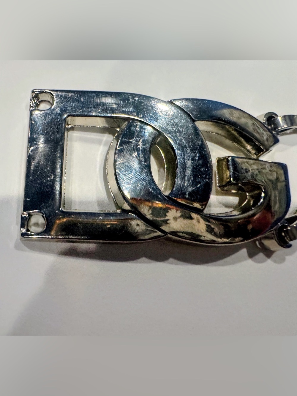 Silver Interlocking DG Logo Belt Buckle - Women